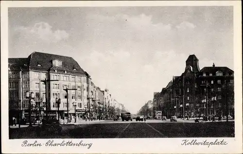 Ak Berlin Charlottenburg, Sophie Charlotte Platz, Fehldruck Kollwitzplatz, Straßenpartie