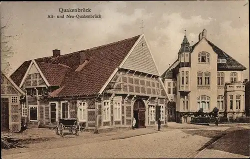 Ak Quakenbrück in Niedersachsen, Alt- und Neu-Quakenbrück, Straßenpartie