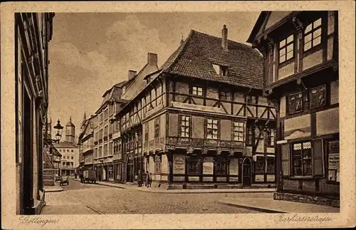 Ak Göttingen in Niedersachsen, Barfüßerstraße, Fachwerkhäuser