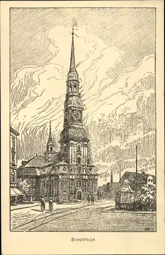 Künstler Ak Hamburg Altona, Hauptkirche, Gesamtansicht