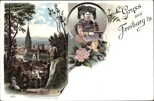 Litho Freiburg im Breisgau, schöne Detailansicht