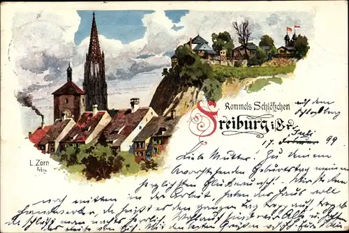 Litho Freiburg im Breisgau, schöne Detailansicht