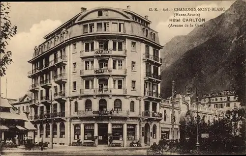 Ak Chamonix Mont Blanc Haute Savoie, Hôtel Carlton, Avenue de la Gare 