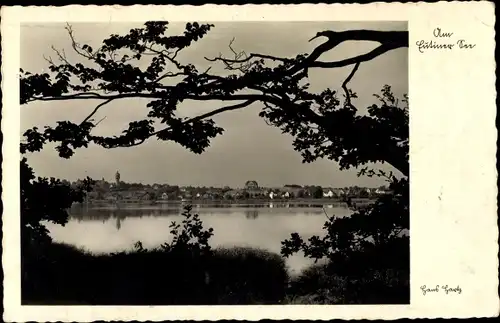 Ak Eutin in Ostholstein, Am Eutiner See, Uferpanorama, Wohnhäuser, Turm