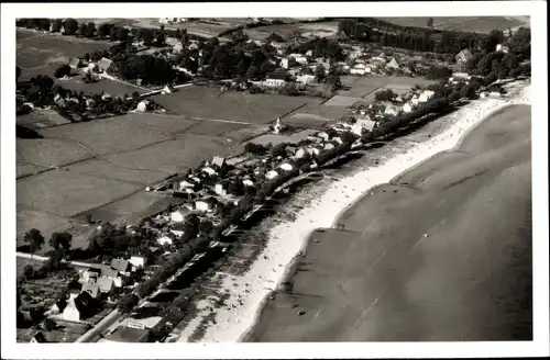 Ak Haffkrug Scharbeutz Ostholstein, Panorama vom Ort u. Strand, Fliegeraufnahme