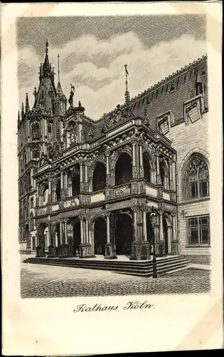 Künstler Ak Köln am Rhein, Blick auf Rathaus