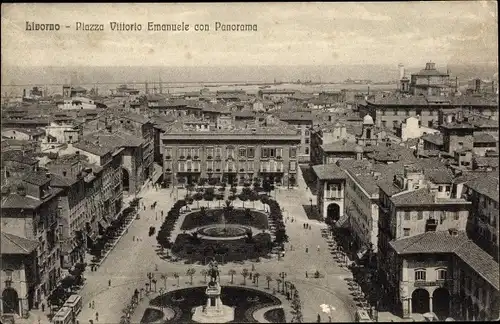 Ak Livorno Toscana, Piazza Vittorio Emanuele con Panorama