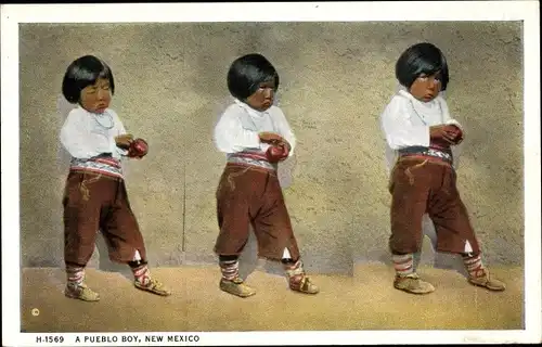 Ak New Mexico USA, A pueblo boy, Pueblo Indianer