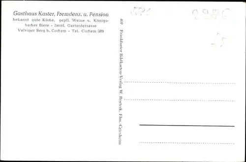 Ak Valwig im Landkreis Cochem Zell, Valwigerberg, Gasthaus Kaster