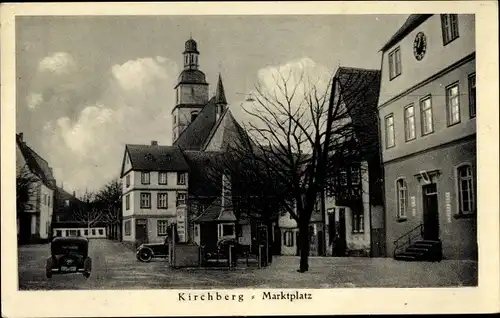 Ak Kirchberg im Hunsrück, Marktplatz, Denkmal, Kirche