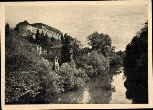 Ak Tübingen am Neckar, Schloss, Gesamtansicht, Uferseite