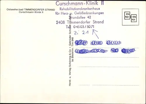 Ak Timmendorfer Strand in Ostholstein, Curschmann Klinik II, Gesamtansicht, Terrasse