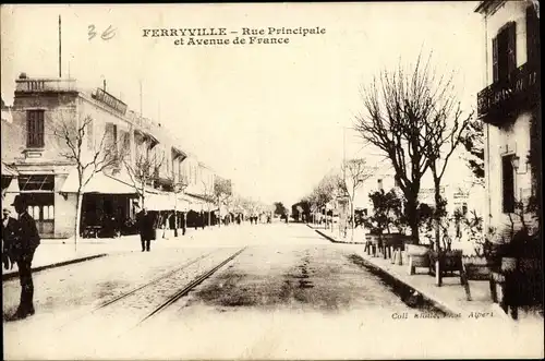 Ak Ferryville Menzel Bourguiba Tunesien, Rue Principale et Avenue de France