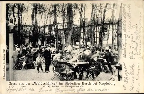 Ak Herrenkrug Magdeburg in Sachsen Anhalt, Waldschänke, Inh. G. Weber, Biederitzer Busch