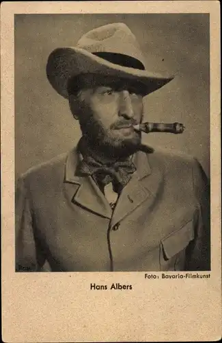 Ak Schauspieler Hans Albers, Portrait, Hut, Zigarre