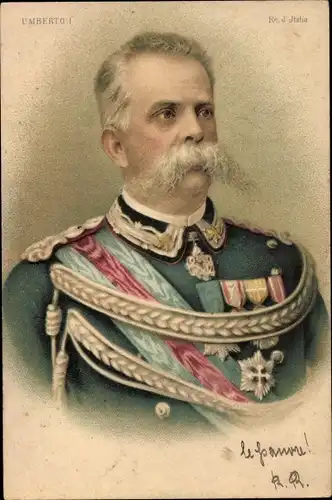 Litho König Umberto I. von Italien, Portrait in Uniform