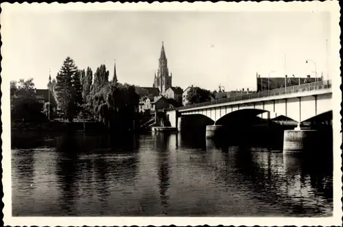 Ak Konstanz am Bodensee, Rheinbrücke, Uferpartie, Dom