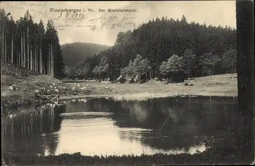 Ak Finsterbergen Friedrichroda Thüringen, Partie am Brandleiteteich, Wald