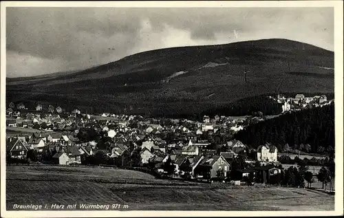 Ak Braunlage im Oberharz, Gesamtansicht vom Ort mit Wurmberg