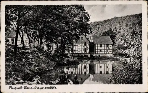 Ak Preyersmühle Wermelskirchen im Bergischen Land, Fachwerkhäuser, Wasserspiegelung
