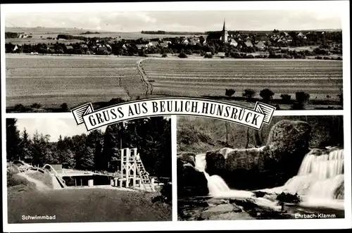 Ak Beulich im Rhein Hunsrück Kreis, Schwimmbad, Ehrbach Klamm, Panorama vom Ort