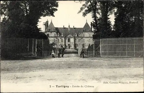 Ak Tartigny Oise, Entrée du Château, Eingang zum Schloss