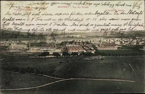 Ak Belfort Territoire de Belfort, Vue des Usines, Société Alsacienne, Filature D. Dolfus, Fabrik