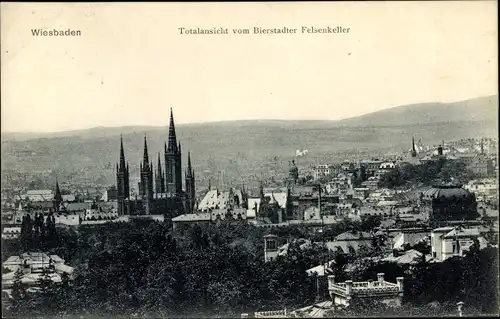 Ak Wiesbaden in Hessen, Totalansicht vom Bierstadter Felsenkeller aus