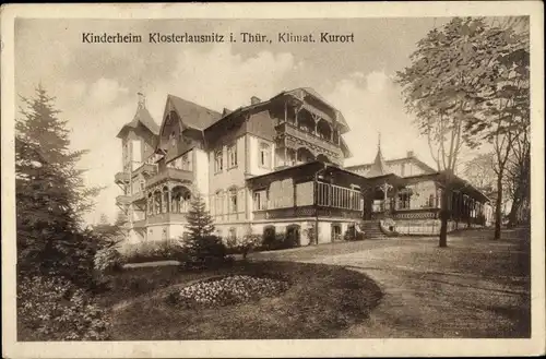 Ak Bad Klosterlausnitz Thüringen, Kinderheim, Außenansicht, Garten