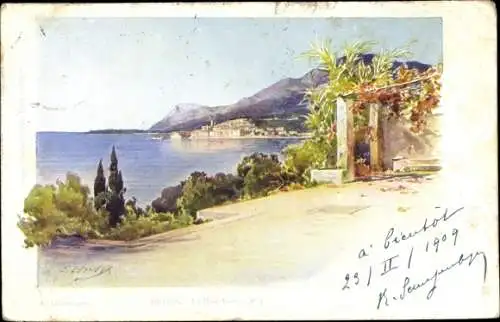 Künstler Ak Lessieux, E., Menton Alpes Maritimes, La Baie Est