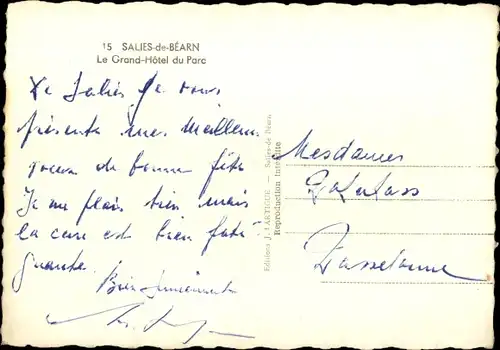 Ak Salies de Béarn Pyrénées Atlantiques, Le Grand Hôtel du Parc