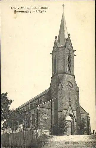 Ak Giromagny Territoire de Belfort, L'Église, Kirche