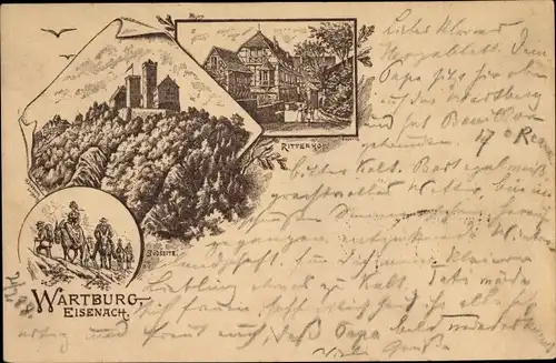 Ganzsachen Vorläufer Litho Lutherstadt Eisenach in Thüringen, Wartburg, Ritterhof