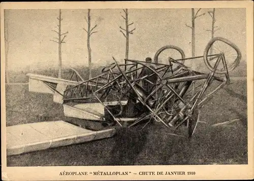 Ak Aéroplane Métalloplan, Chute de Janvier 1919, Abgestürzes Flugzeug