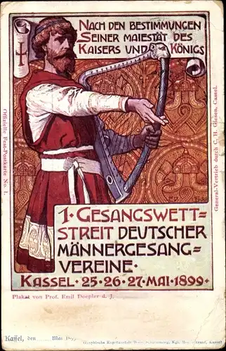 Künstler Ak Kassel in Hessen, 1. Gesangswettstreit Dt. Männergesangvereine 1899