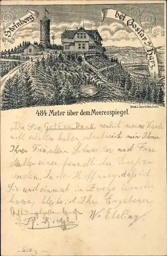 Ganzsachen Litho Steinberg Goslar in Niedersachsen, Gasthof, Aussichtsturm