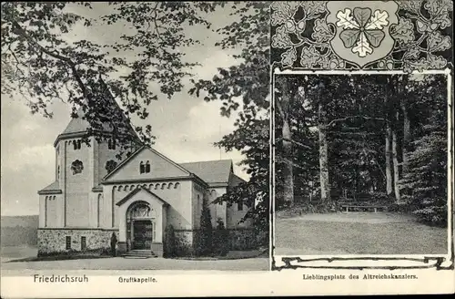 Ak Friedrichsruh Aumühle in Schleswig Holstein, Gruftkapelle, Lieblingsplatz d. Altreichskanzlers