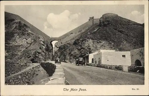 Ak Jemen, The Main Pass, Passstraße, Brücke über die Schlucht