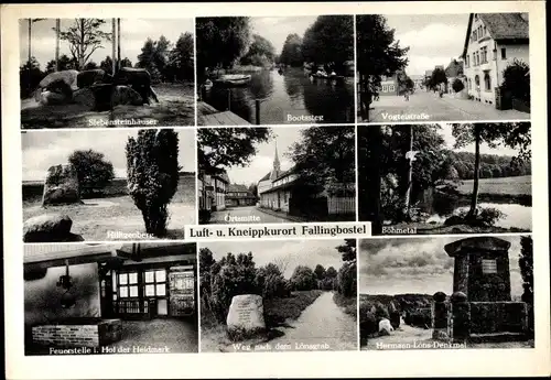 Ak Bad Fallingbostel Lüneburger Heide, Straßenansichten, Hermann Löns Denkmal, Felspartie