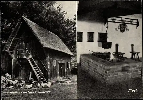 Ak Bad Fallingbostel Lüneburger Heide, Treppenspeicher, anno 1642, Flett, Hof der Heidmark