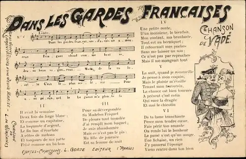 Lied Ak Dans les Gardes Françaises, Chanson de Vadé, Liebespaar