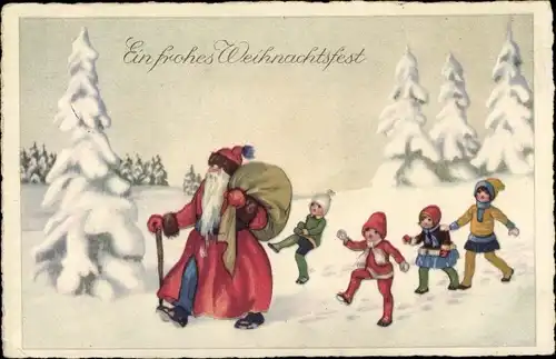 Ak Frohe Weihnachten, Weihnachtsmann, Kinder