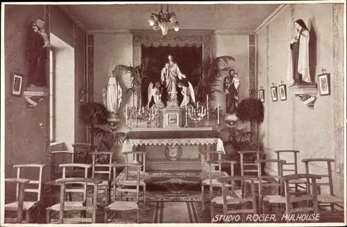 Ak Mulhouse Mülhausen Elsass Haut Rhin, Chapelle de l'Ecole des Freres, Kapelle, Altar