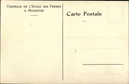 Ak Mulhouse Mülhausen Elsass Haut Rhin, Chapelle de l'Ecole des Freres, Kapelle, Altar