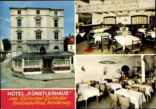 Ak Norderney in Ostfriesland, Hotel Künstlerhaus und Restaurant Ratskeller, Konrad Meier