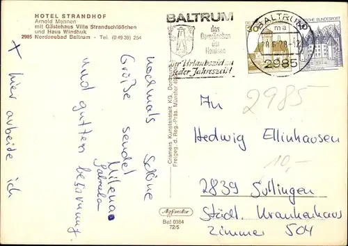 Ak Insel Baltrum Niedersachsen, Fliegeraufnahme, Hotel Strandhof, Haus Windhuk, Strandschlößchen