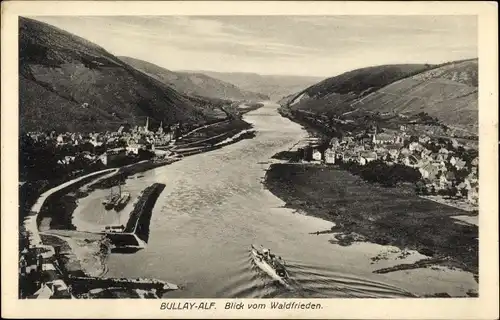 Ak Bullay Rheinland Pfalz, Blick vom Waldfrieden auf Fluss und Orte