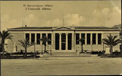 Ak Athen Griechenland, Gebäude der Universität, Straßenansicht