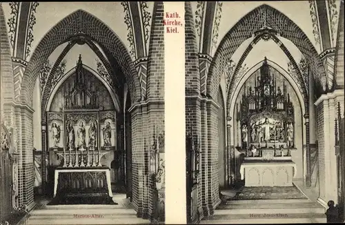Ak Kiel in Schleswig Holstein, Katholische Kirche, Marienaltar, Herz Jesu Altar