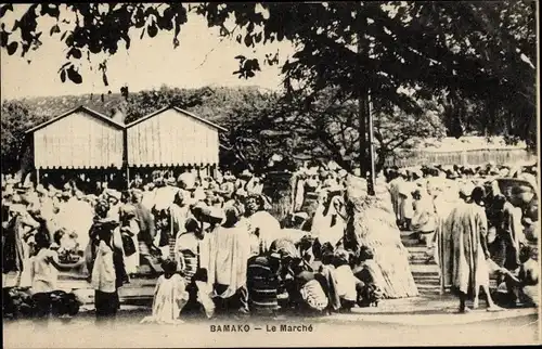 Ak Bamako Mali, Le Marché, Marktleben, Markthändler